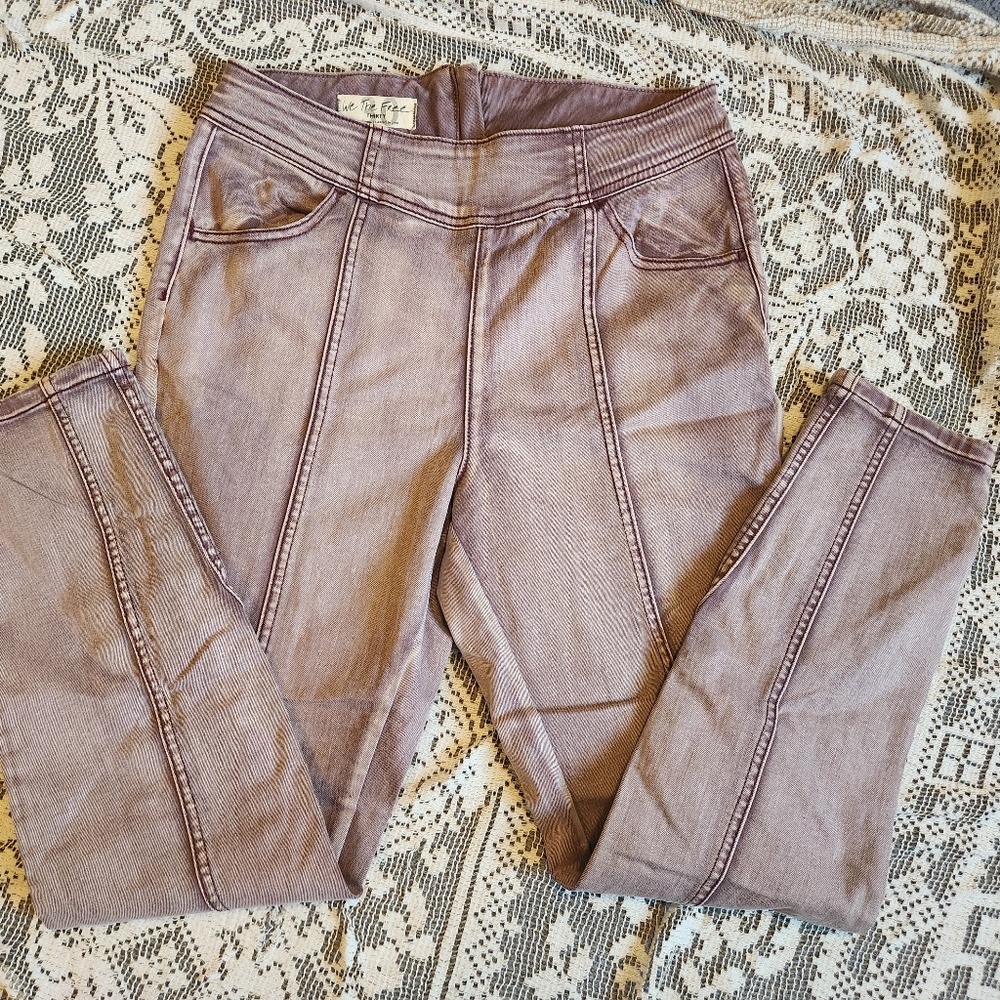 We The Free Pastel Purple Zipper Motorcycle Skinny Jeans